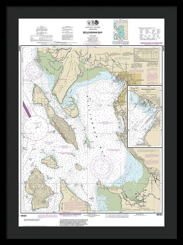 Nautical Chart-18424 Bellingham Bay, Bellingham Harbor - Framed Print