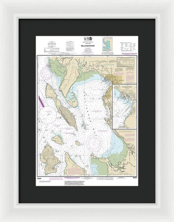 Nautical Chart-18424 Bellingham Bay, Bellingham Harbor - Framed Print