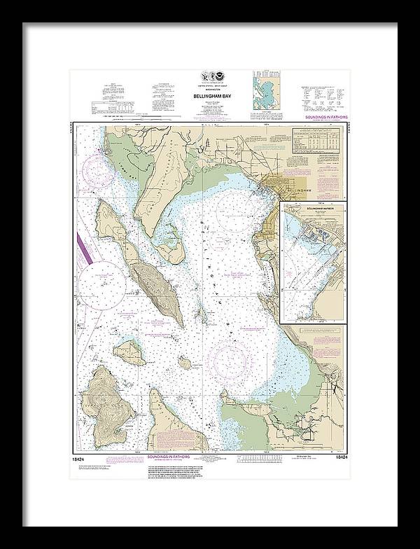 Nautical Chart-18424 Bellingham Bay, Bellingham Harbor - Framed Print