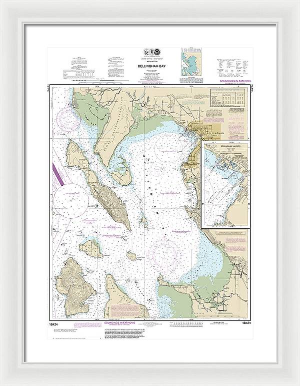 Nautical Chart-18424 Bellingham Bay, Bellingham Harbor - Framed Print