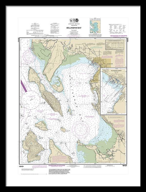 Nautical Chart-18424 Bellingham Bay, Bellingham Harbor - Framed Print