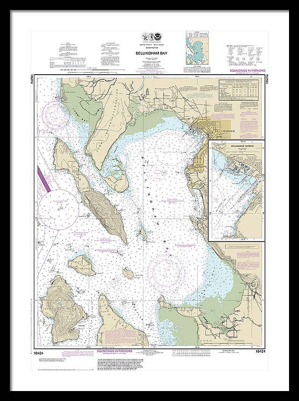 Nautical Chart-18424 Bellingham Bay, Bellingham Harbor - Framed Print