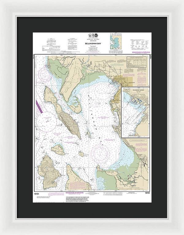 Nautical Chart-18424 Bellingham Bay, Bellingham Harbor - Framed Print