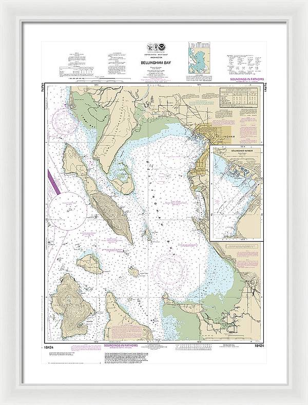 Nautical Chart-18424 Bellingham Bay, Bellingham Harbor - Framed Print