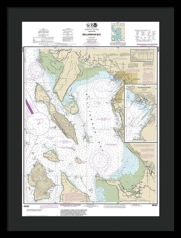 Nautical Chart-18424 Bellingham Bay, Bellingham Harbor - Framed Print