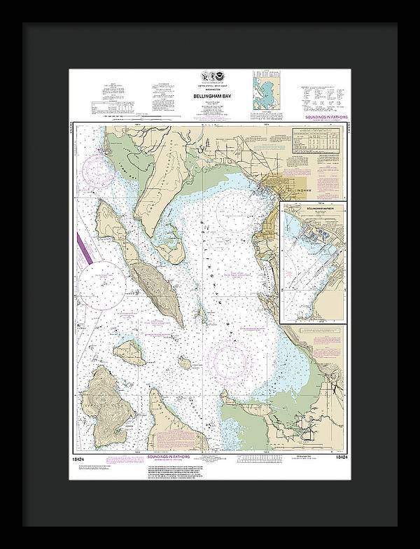 Nautical Chart-18424 Bellingham Bay, Bellingham Harbor - Framed Print