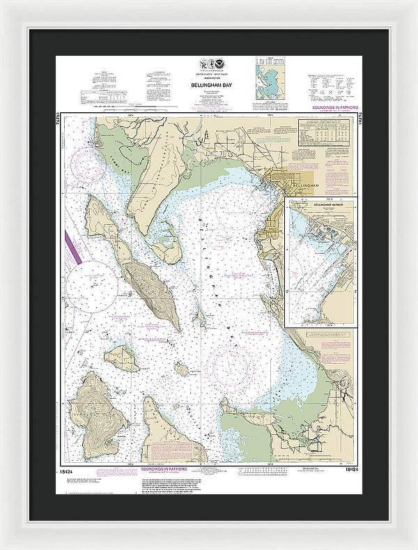 Nautical Chart-18424 Bellingham Bay, Bellingham Harbor - Framed Print