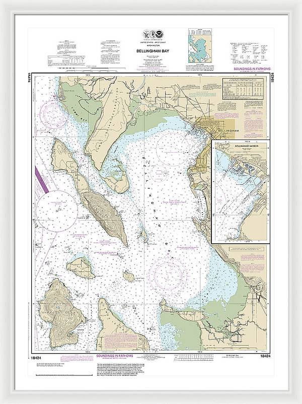 Nautical Chart-18424 Bellingham Bay, Bellingham Harbor - Framed Print