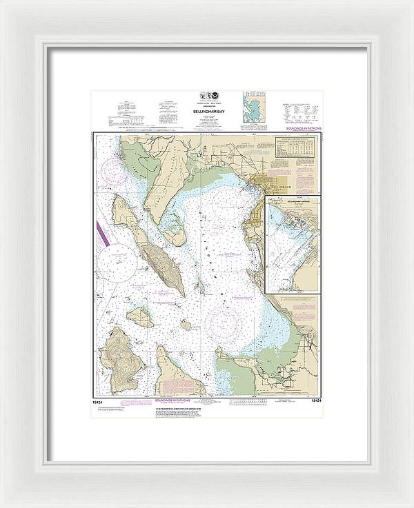 Nautical Chart-18424 Bellingham Bay, Bellingham Harbor - Framed Print