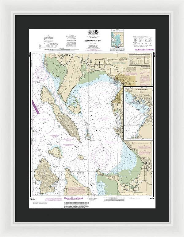 Nautical Chart-18424 Bellingham Bay, Bellingham Harbor - Framed Print