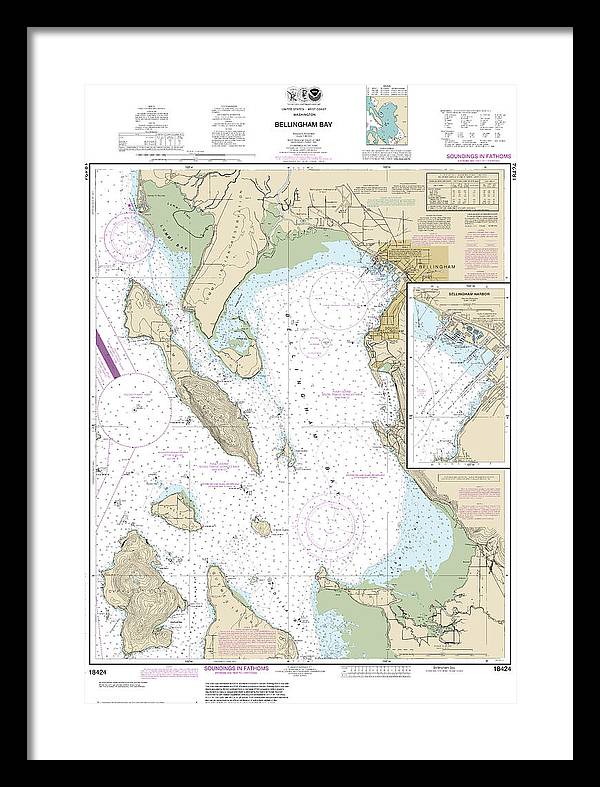 Nautical Chart-18424 Bellingham Bay, Bellingham Harbor - Framed Print