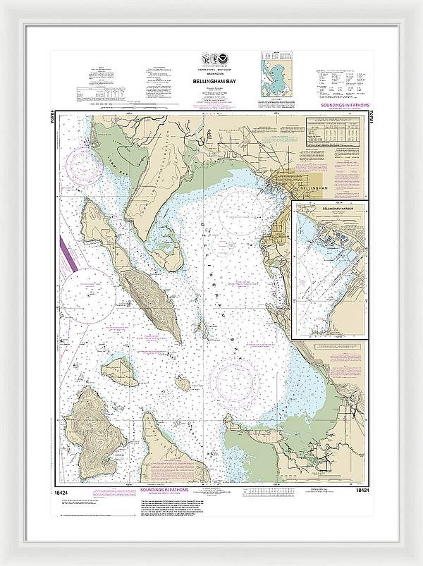 Nautical Chart-18424 Bellingham Bay, Bellingham Harbor - Framed Print