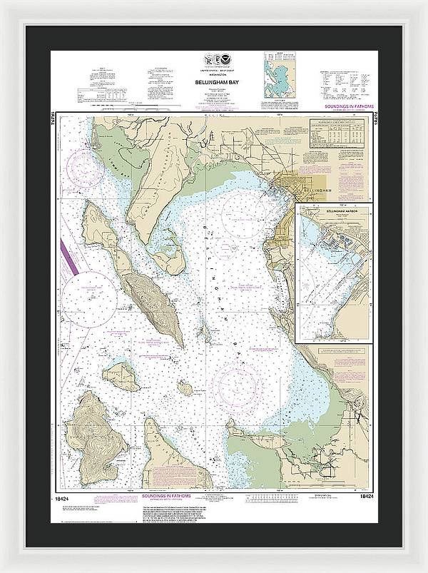 Nautical Chart-18424 Bellingham Bay, Bellingham Harbor - Framed Print