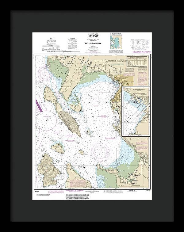 Nautical Chart-18424 Bellingham Bay, Bellingham Harbor - Framed Print