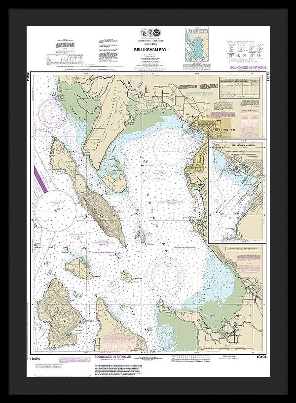 Nautical Chart-18424 Bellingham Bay, Bellingham Harbor - Framed Print