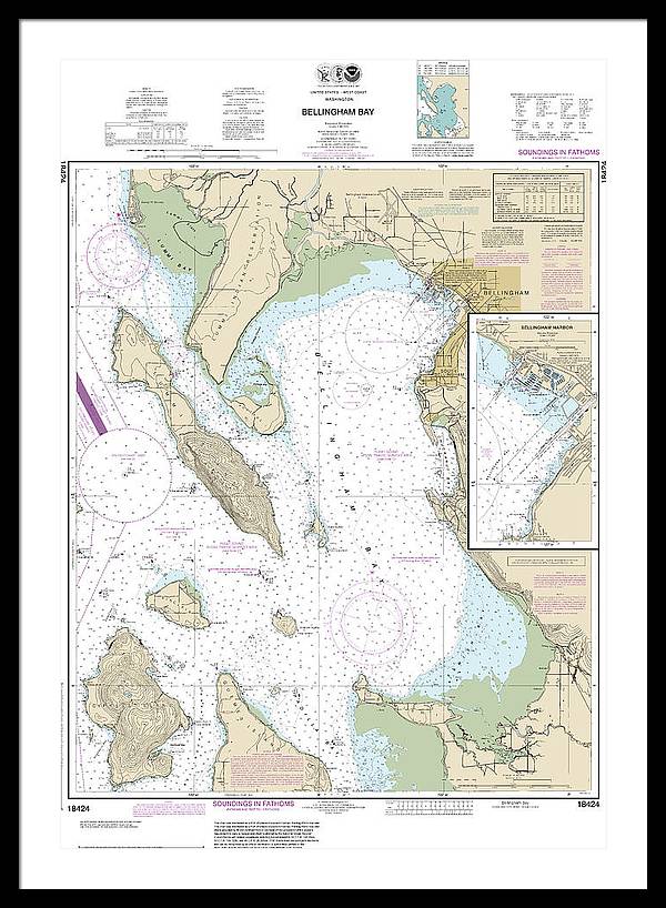 Nautical Chart-18424 Bellingham Bay, Bellingham Harbor - Framed Print