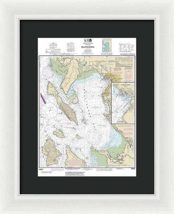 Nautical Chart-18424 Bellingham Bay, Bellingham Harbor - Framed Print