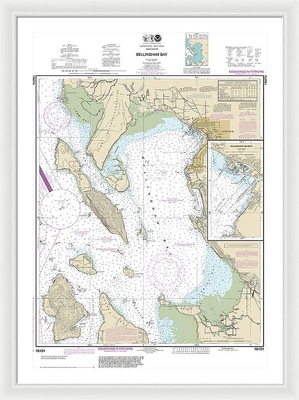 Nautical Chart-18424 Bellingham Bay, Bellingham Harbor - Framed Print