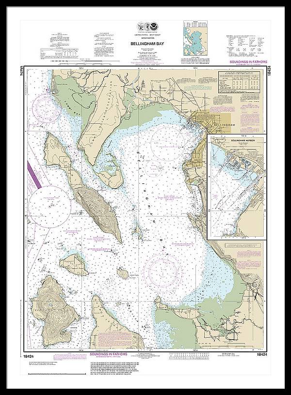 Nautical Chart-18424 Bellingham Bay, Bellingham Harbor - Framed Print