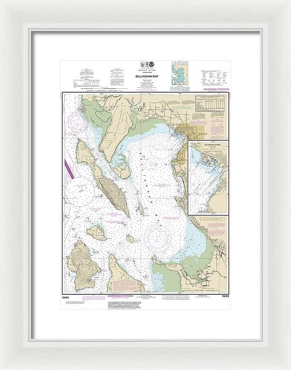 Nautical Chart-18424 Bellingham Bay, Bellingham Harbor - Framed Print