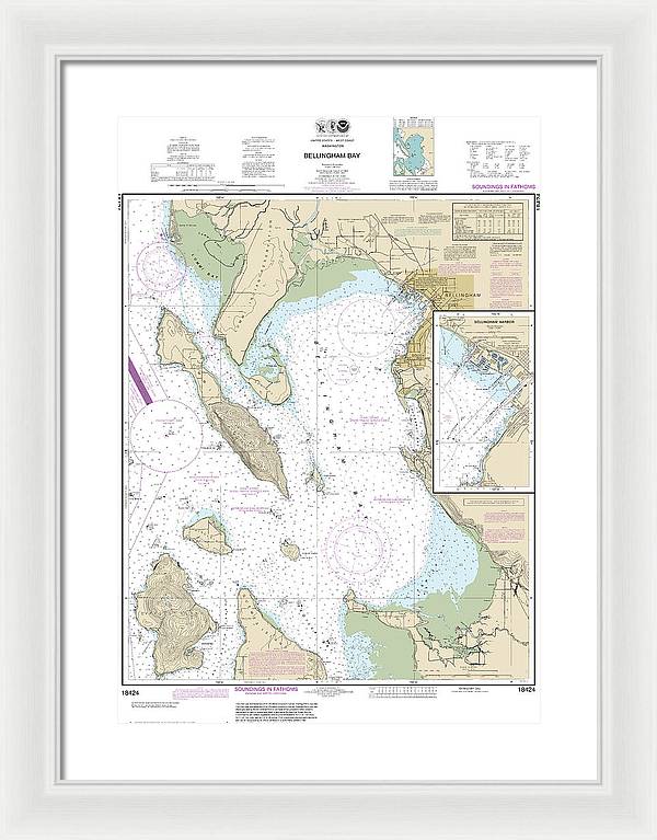 Nautical Chart-18424 Bellingham Bay, Bellingham Harbor - Framed Print