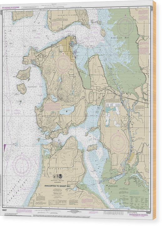 Nautical Chart-18427 Anacortes-Skagit Bay Wood Print