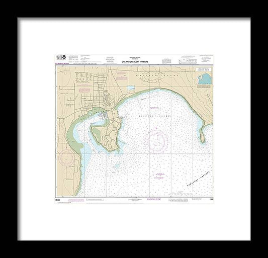 Nautical Chart-18428 Oak-crescent Harbors - Framed Print