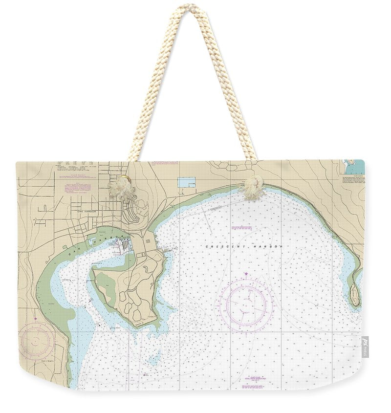 Nautical Chart-18428 Oak-crescent Harbors - Weekender Tote Bag