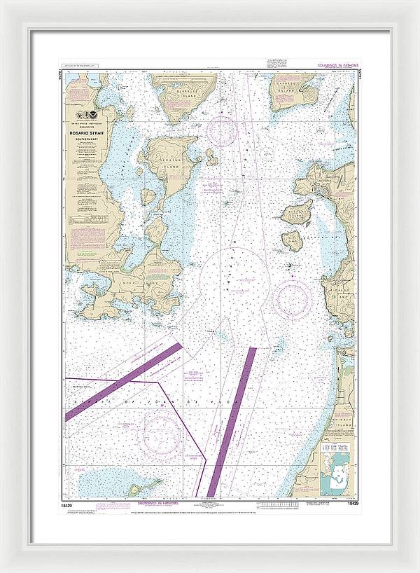 Nautical Chart-18429 Rosario Strait-southern Part - Framed Print