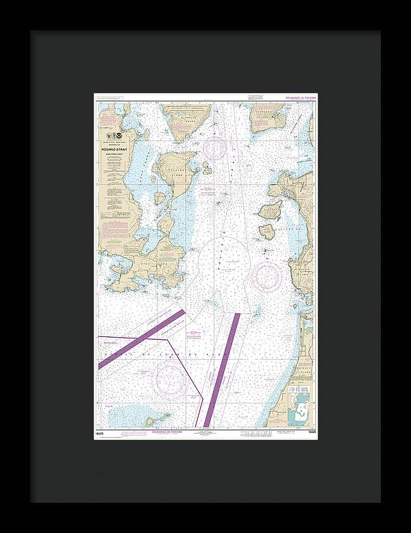 Nautical Chart-18429 Rosario Strait-southern Part - Framed Print