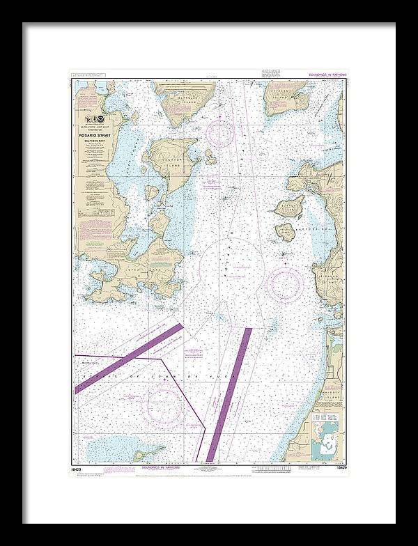 Nautical Chart-18429 Rosario Strait-southern Part - Framed Print