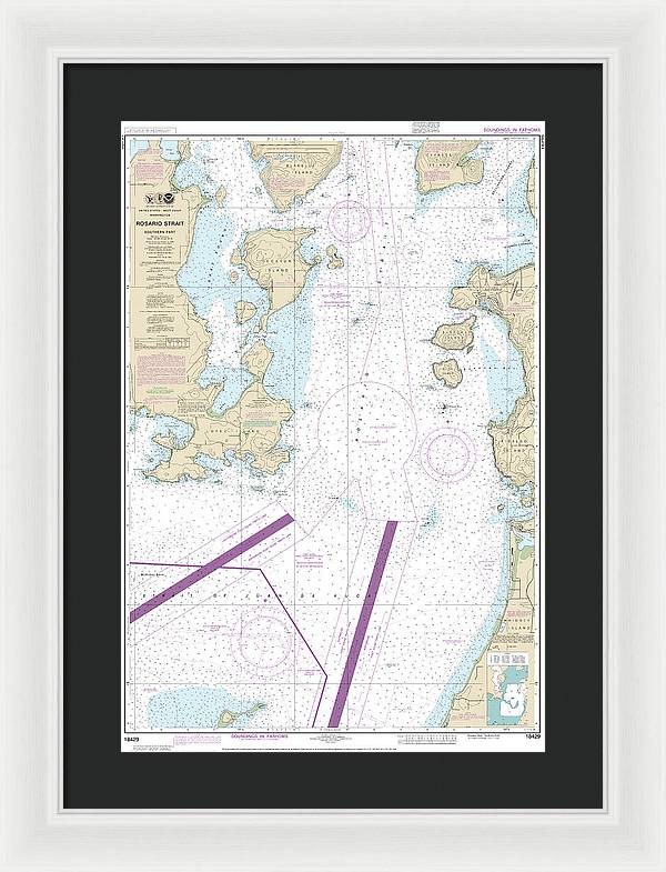 Nautical Chart-18429 Rosario Strait-southern Part - Framed Print