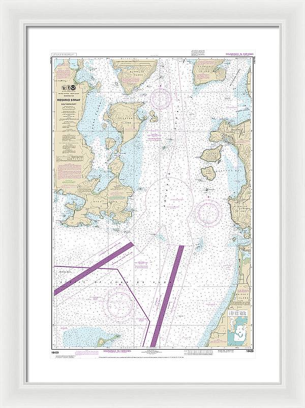 Nautical Chart-18429 Rosario Strait-southern Part - Framed Print