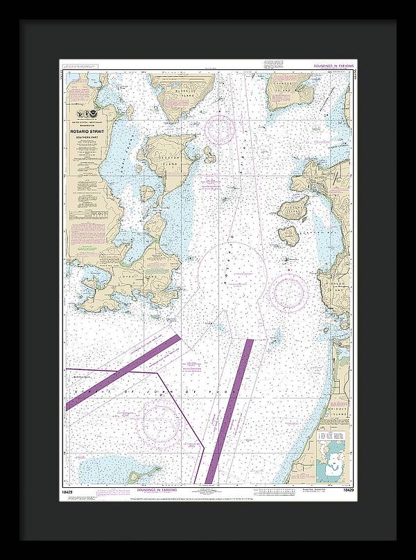 Nautical Chart-18429 Rosario Strait-southern Part - Framed Print