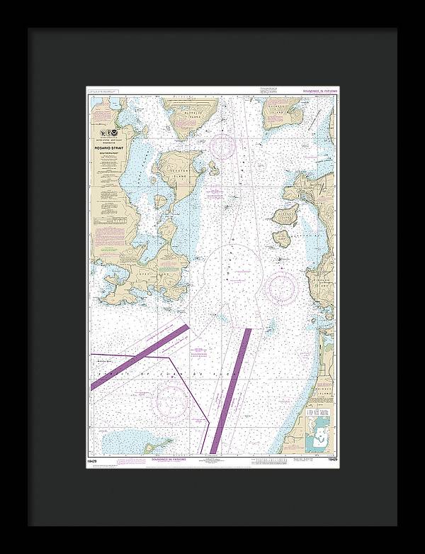 Nautical Chart-18429 Rosario Strait-southern Part - Framed Print