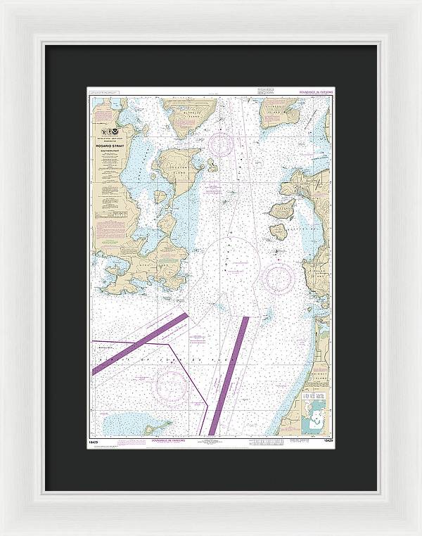 Nautical Chart-18429 Rosario Strait-southern Part - Framed Print