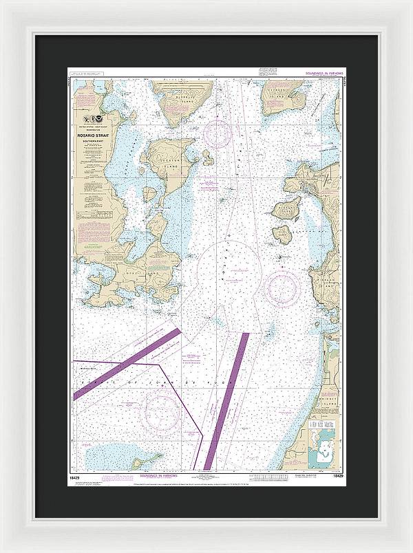 Nautical Chart-18429 Rosario Strait-southern Part - Framed Print