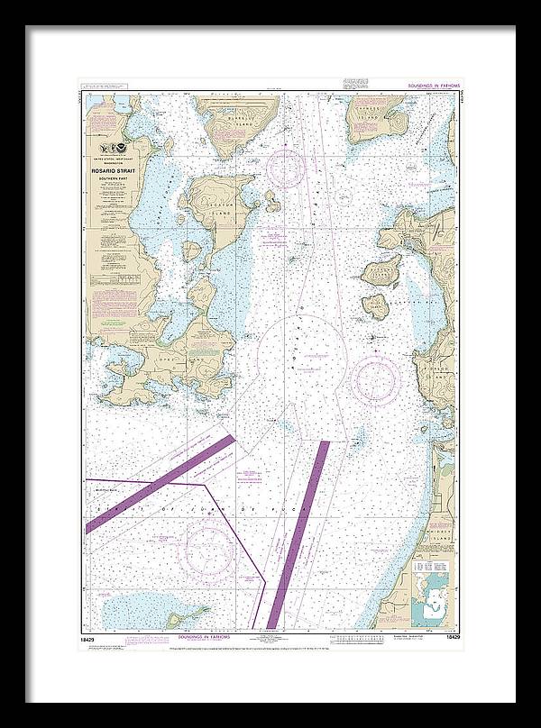 Nautical Chart-18429 Rosario Strait-southern Part - Framed Print