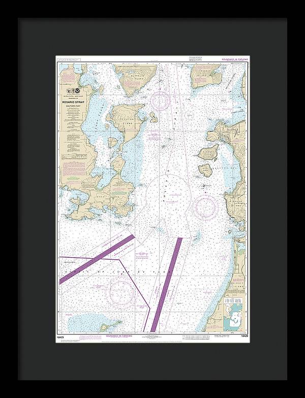 Nautical Chart-18429 Rosario Strait-southern Part - Framed Print