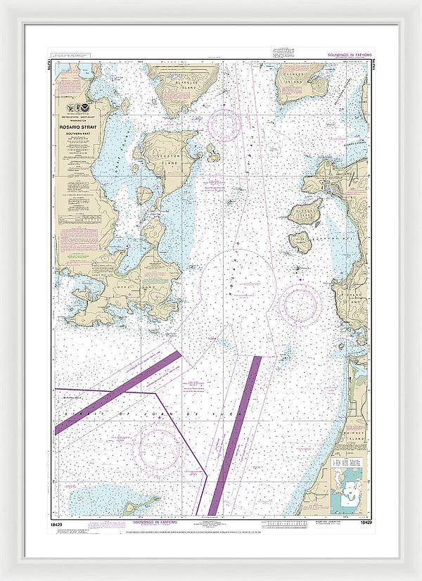 Nautical Chart-18429 Rosario Strait-southern Part - Framed Print