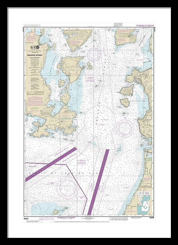 Nautical Chart-18429 Rosario Strait-southern Part - Framed Print