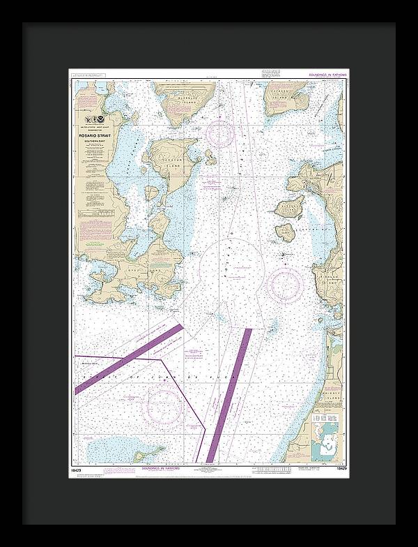 Nautical Chart-18429 Rosario Strait-southern Part - Framed Print