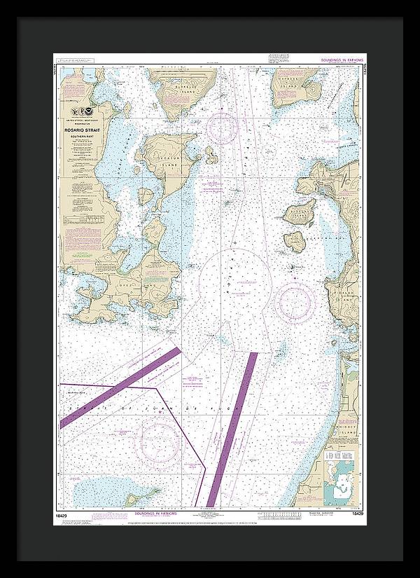 Nautical Chart-18429 Rosario Strait-southern Part - Framed Print