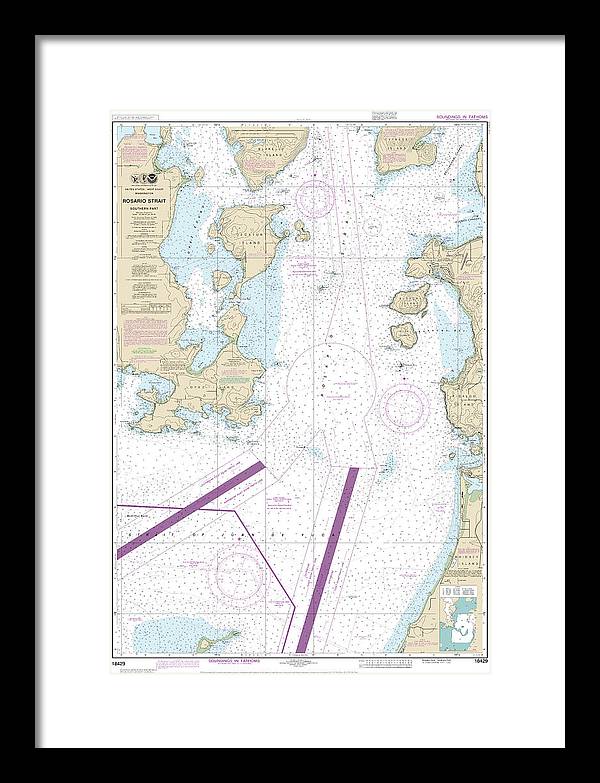 Nautical Chart-18429 Rosario Strait-southern Part - Framed Print