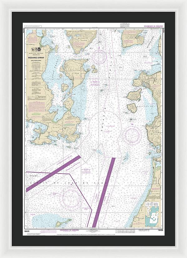 Nautical Chart-18429 Rosario Strait-southern Part - Framed Print