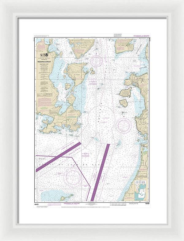 Nautical Chart-18429 Rosario Strait-southern Part - Framed Print