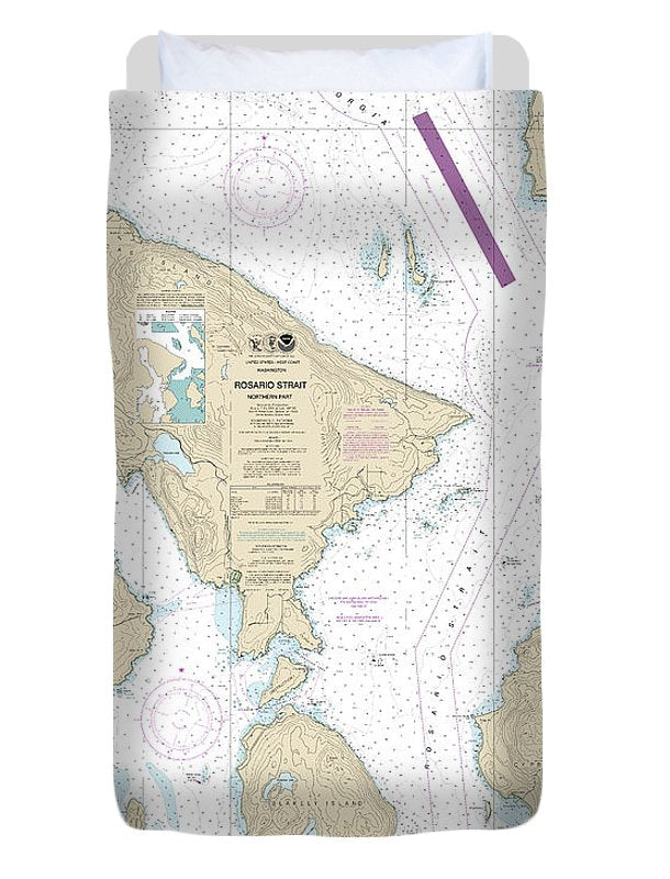 Nautical Chart-18430 Rosario Strait-northern Part - Duvet Cover