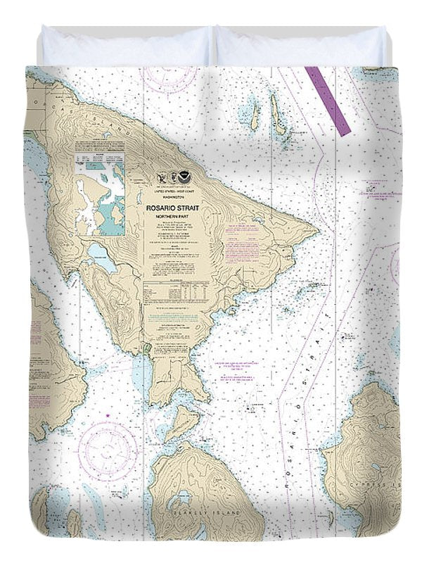 Nautical Chart-18430 Rosario Strait-northern Part - Duvet Cover