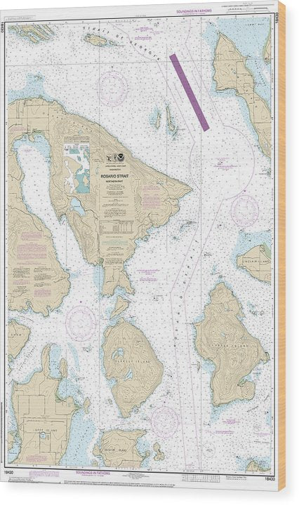 Nautical Chart-18430 Rosario Strait-Northern Part Wood Print