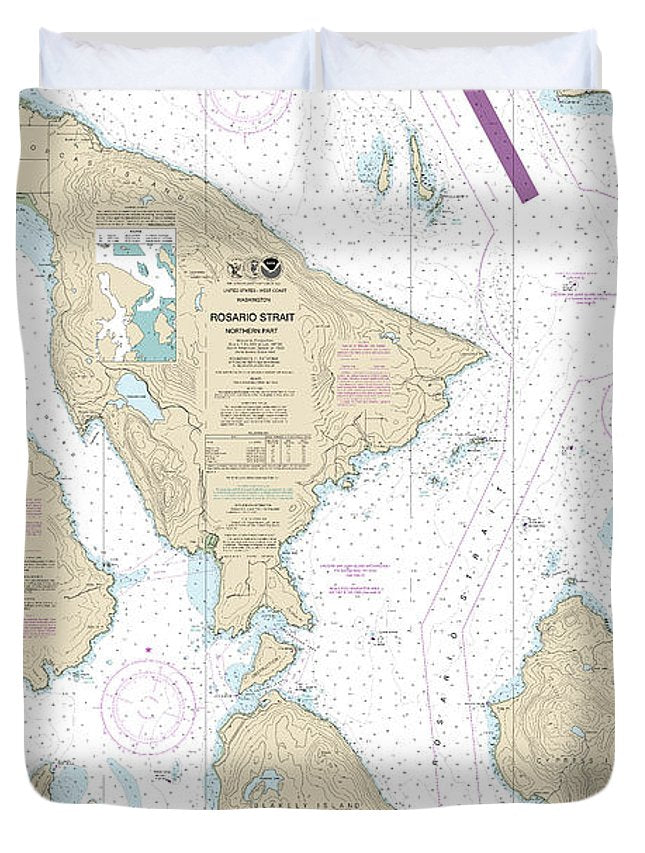 Nautical Chart-18430 Rosario Strait-northern Part - Duvet Cover